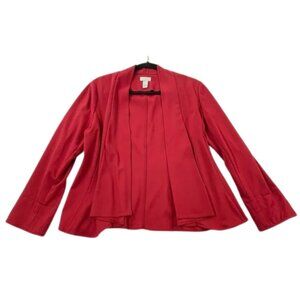 Chico’s Red Blazer Open Front Size Medium 8 10 Stretch